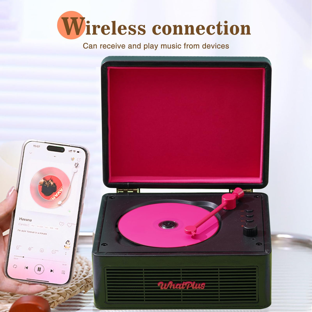 WhatPlus 2000mAh battery delivers 8–10 hours of playback during picnics or outages.