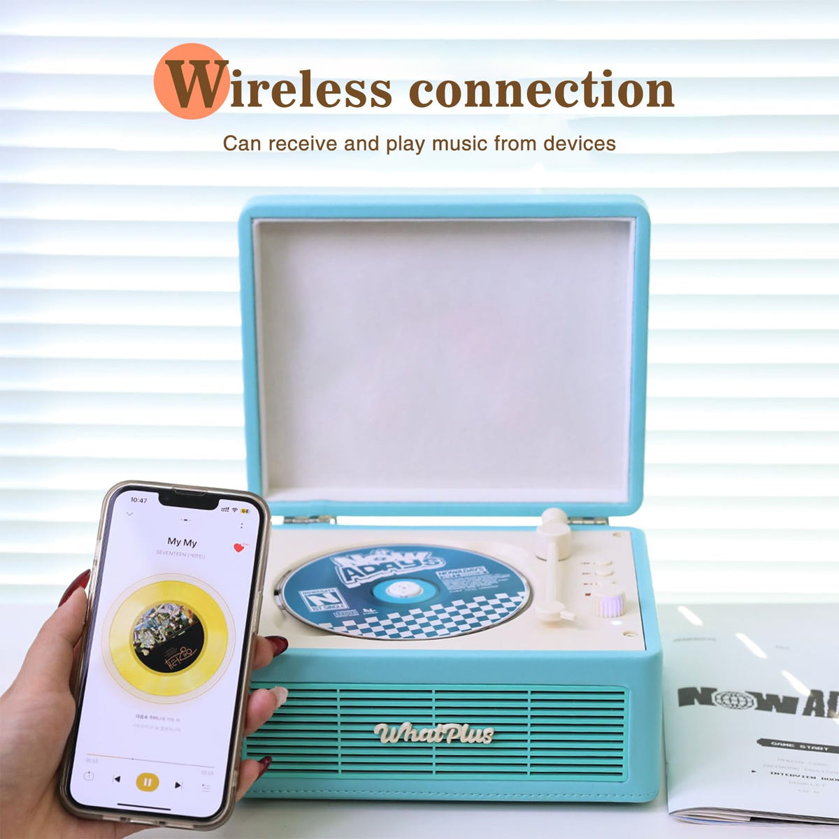 WhatPlus portable CD player with 2000mAh battery for long-lasting outdoor listening