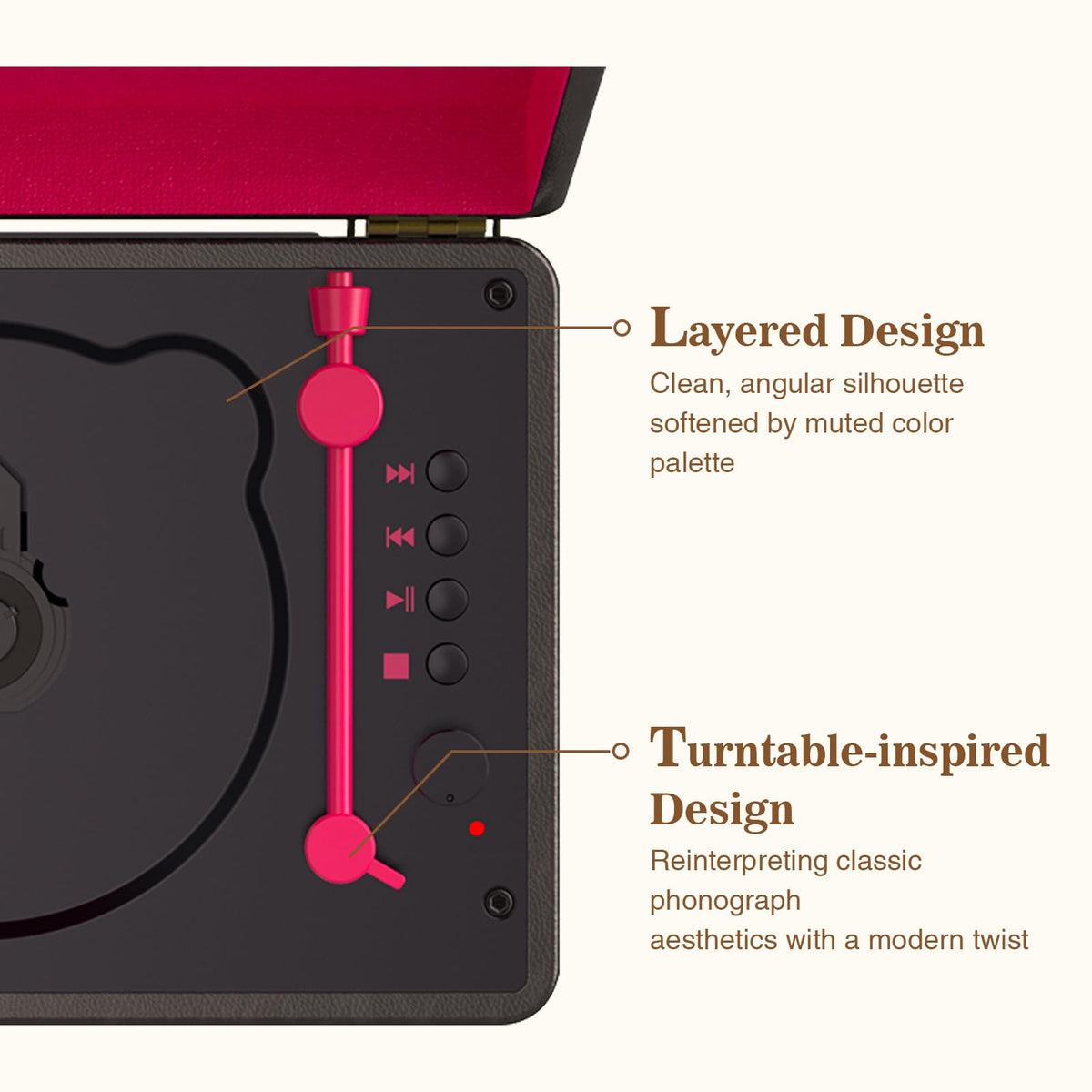 WhatPlus CD player supports AUX and TF cards for flexible listening options.