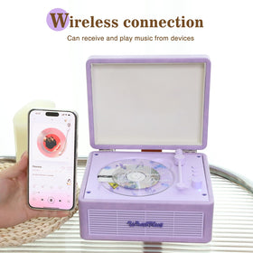 WhatPlus portable CD player retro-modern aesthetic enhances home decor.
