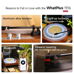WhatPlus Vintage turntable built-in speakers deliver room-filling sound