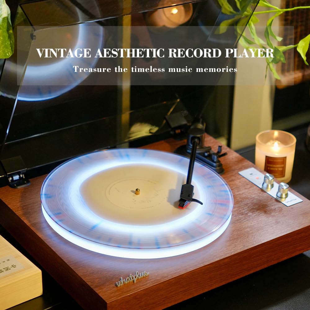 WhatPlus Vintage turntable wood base adds warm, stylish home decor