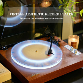 WhatPlus Vintage turntable wood base adds warm, stylish home decor