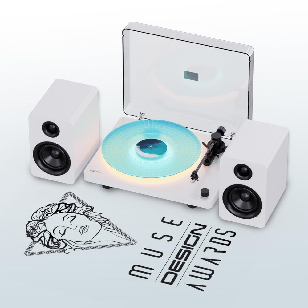 Whatplus vinyl record player built-in speakers deliver rich, immediate sound.