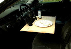 Wheeldesk in a field vehicle with professional using it showing mobile productivity