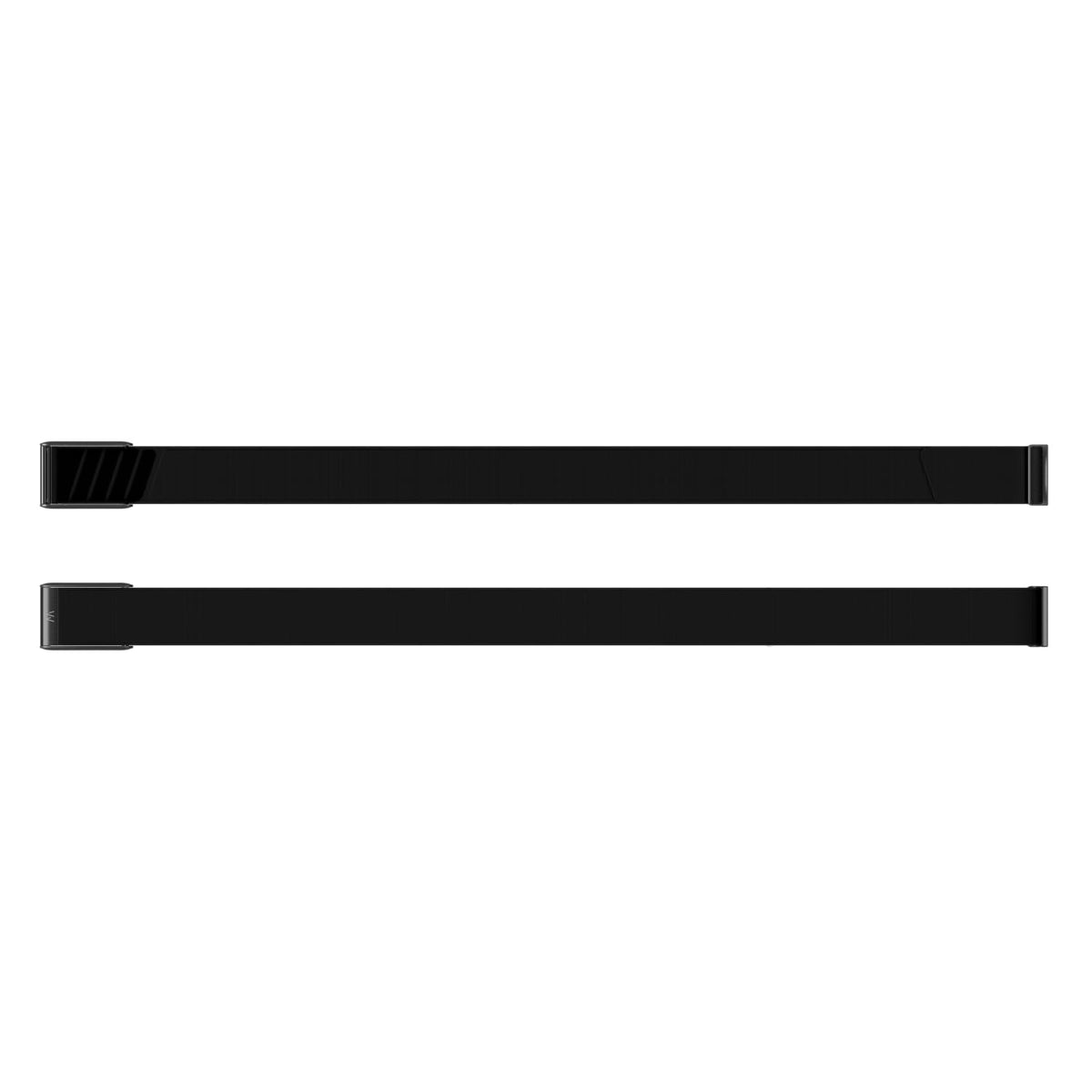 WHOOP bicep band front view showing sleek jet black design and secure fit benefit