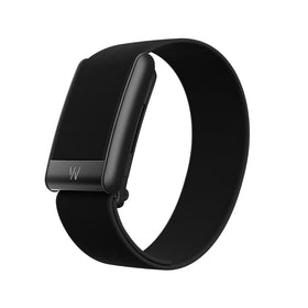 WHOOP CoreKnit Jet Black Fast Link detail showing attachment mechanism benefit: tool-free band swaps