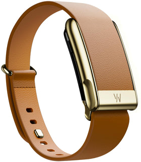 ECG-compatible design detail on the LeatherLuxe band for compatible wearables.