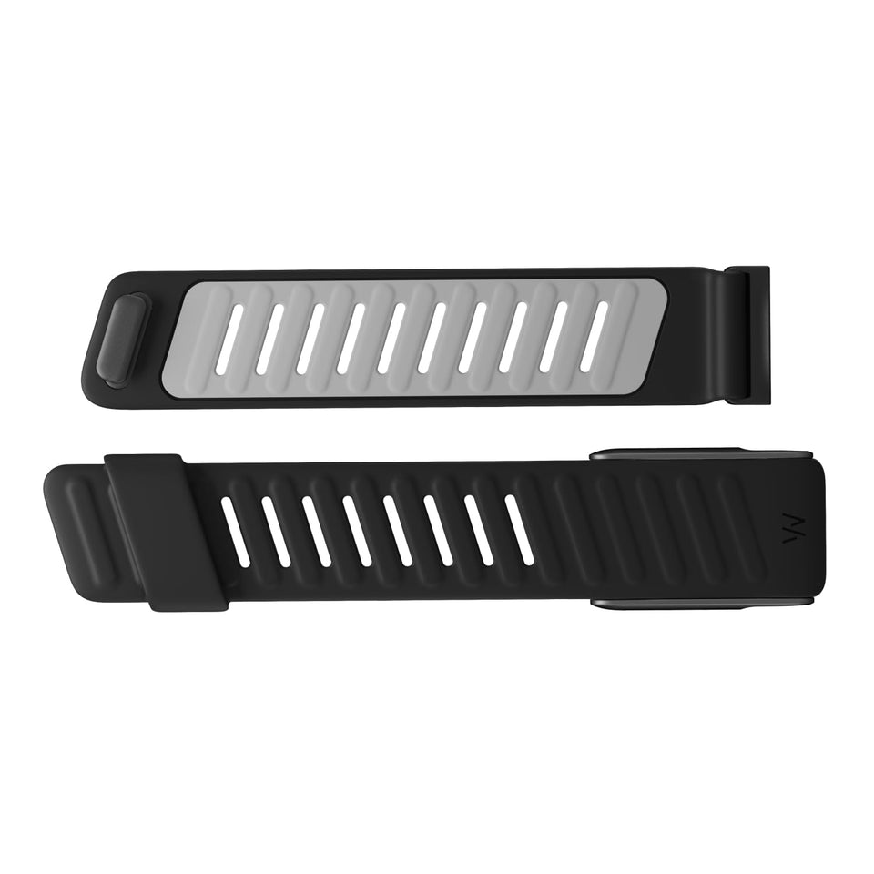 WHOOP MG SportFlex silicone band close-up showing waterproof durability for swimming and workouts.