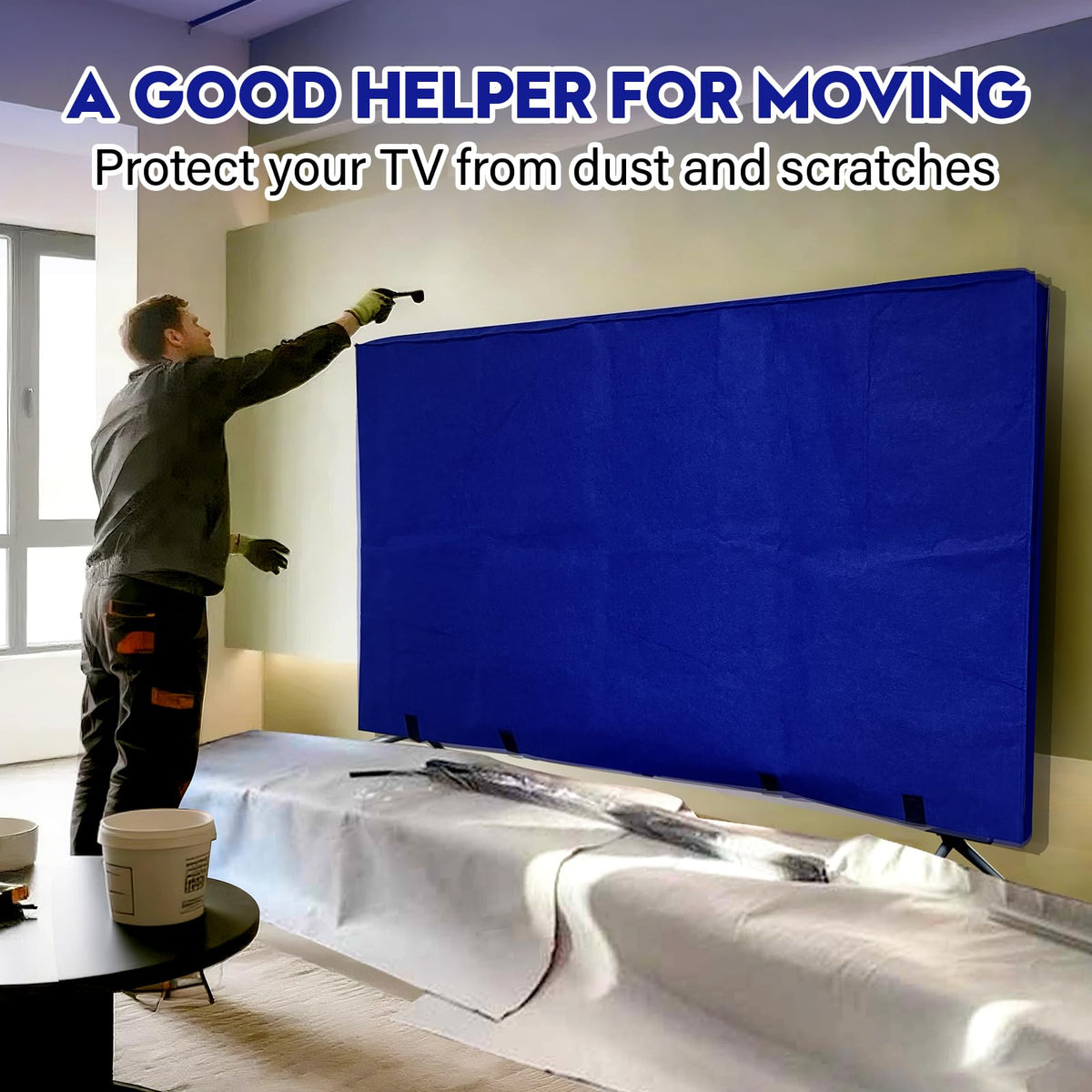 Wibeelee TV Cover provides dust and moisture protection during renovations