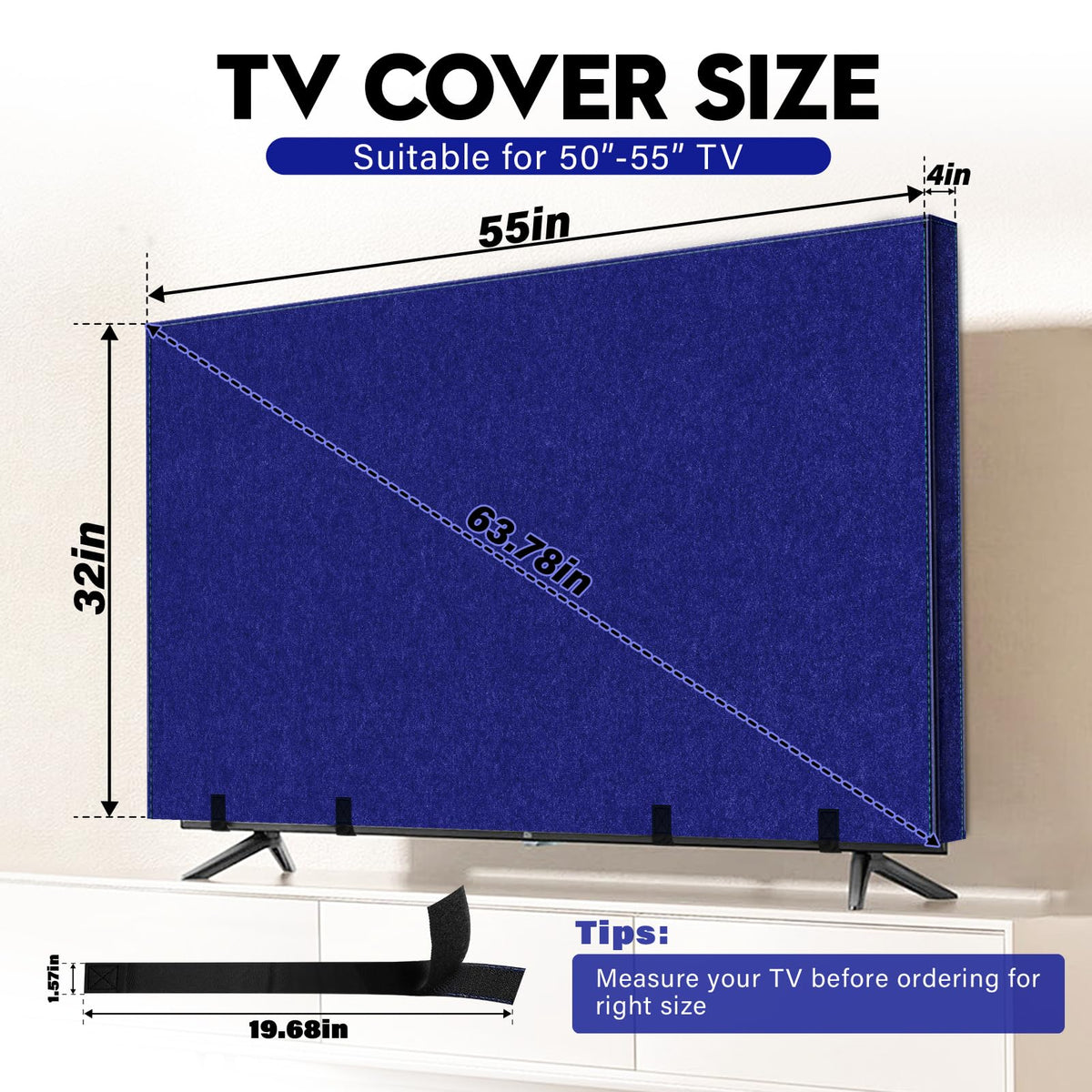 Wibeelee TV Cover moving 50-55 inch side view demonstrating coverage