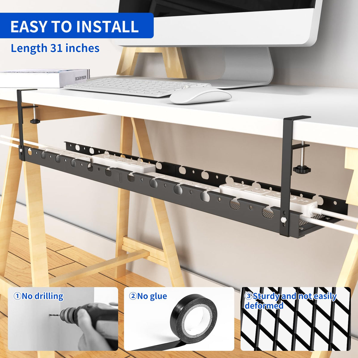 WIGAKDRU space-saving design frees floor space under the desk.