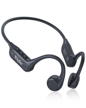 Wigfar front view showing open-ear frame and controls for safe listening