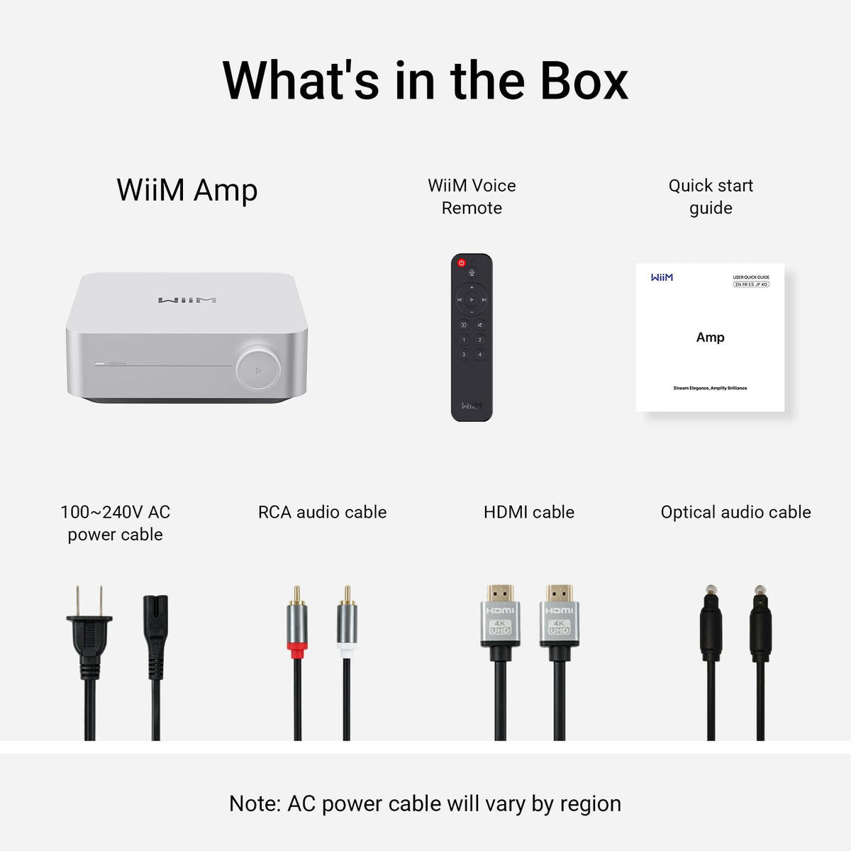 WiiM Amp silver finish emphasizing premium build and compact form