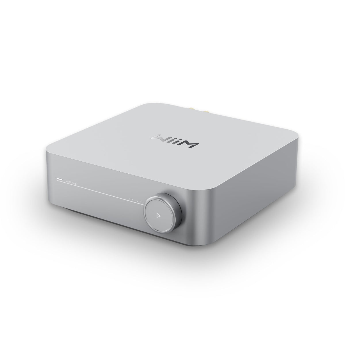 WiiM Amp top view highlights compact design for flexible placement and easy setup