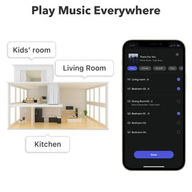 WiiM Mini synchronized multiroom with AirPlay 2 and Echo devices