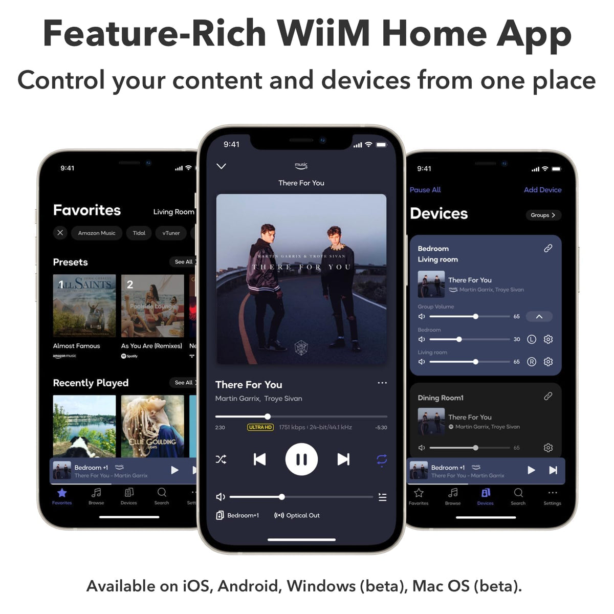 WiiM Mini voice control with Alexa and Siri on a smart shelf