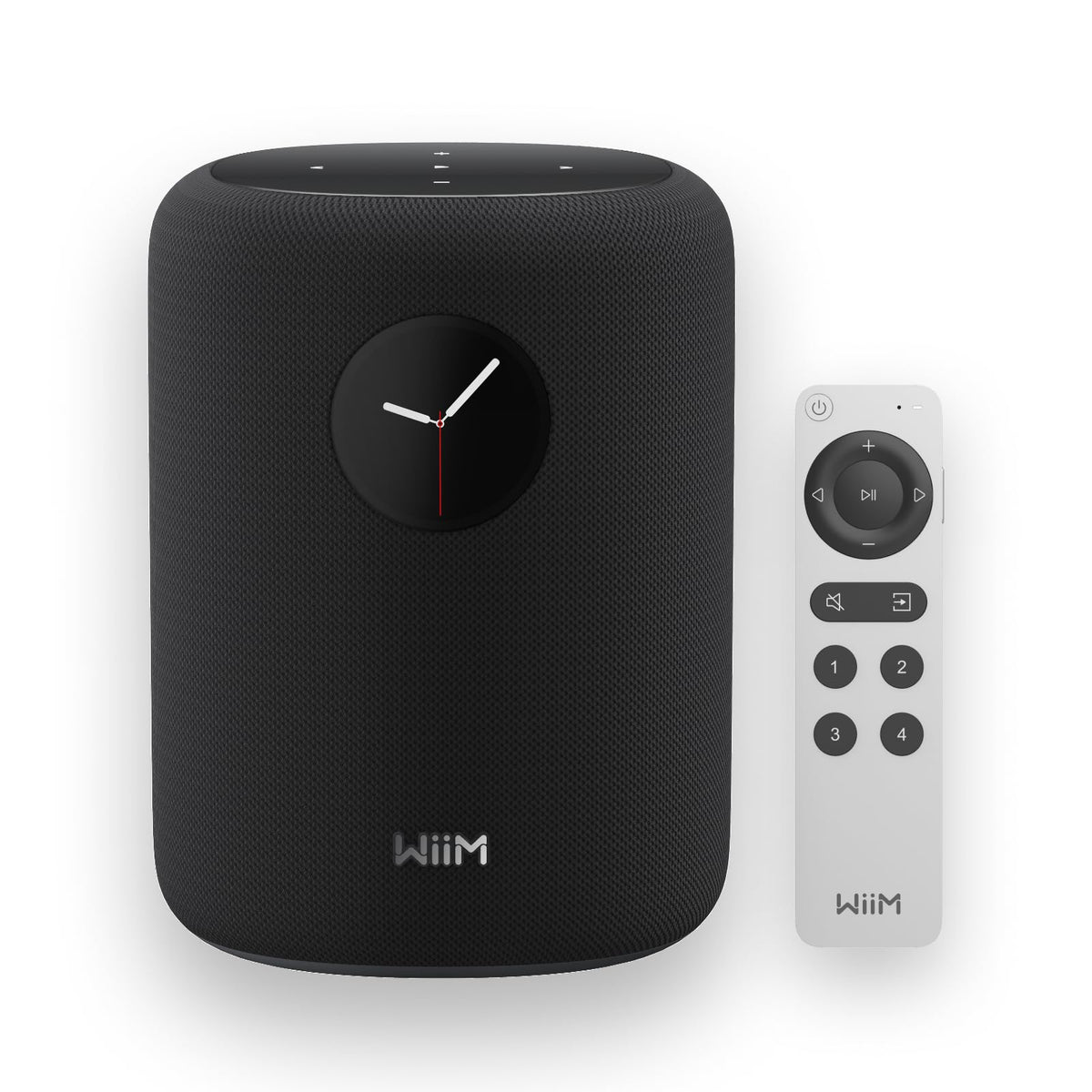 Wiim Sound Smart Speaker with 1.8-inch touch display for quick playback control.