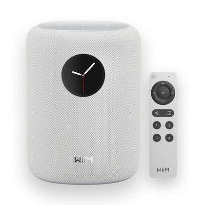 WiiM Sound Smart Speaker 1.8-inch touch display for quick playback control.