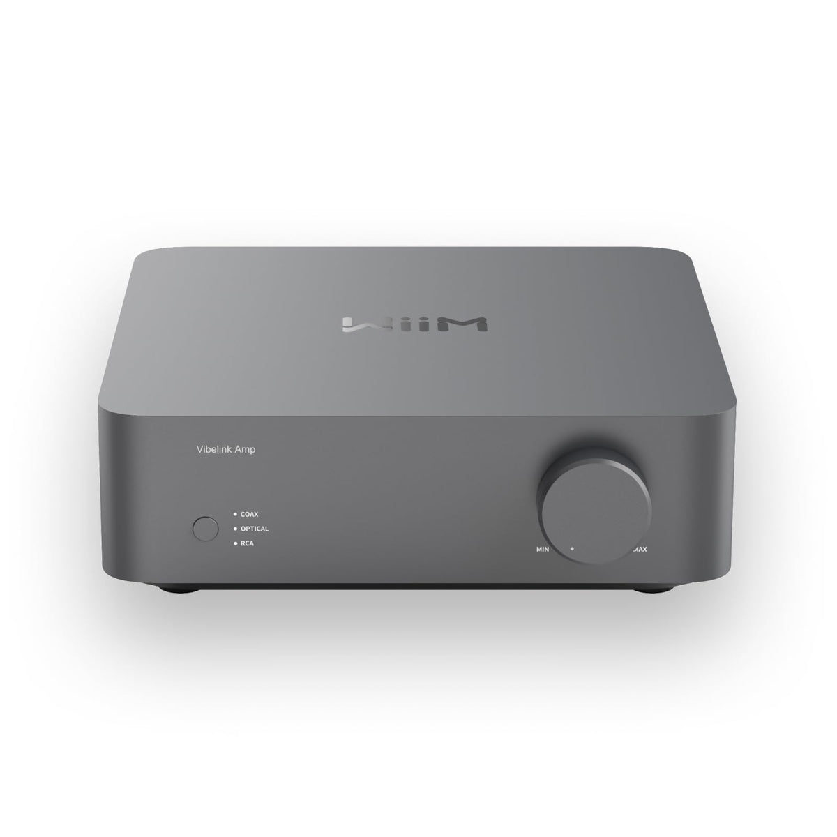 WiiM Vibelink Amp front panel with precise control for clean power
