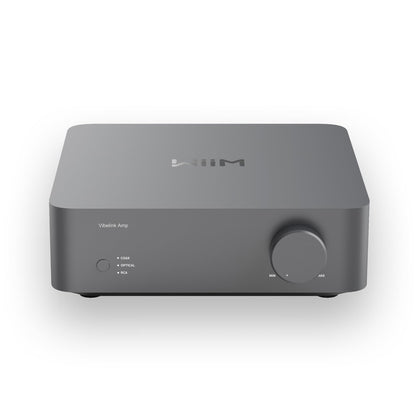 WiiM Vibelink Amp front panel with precise control for clean power