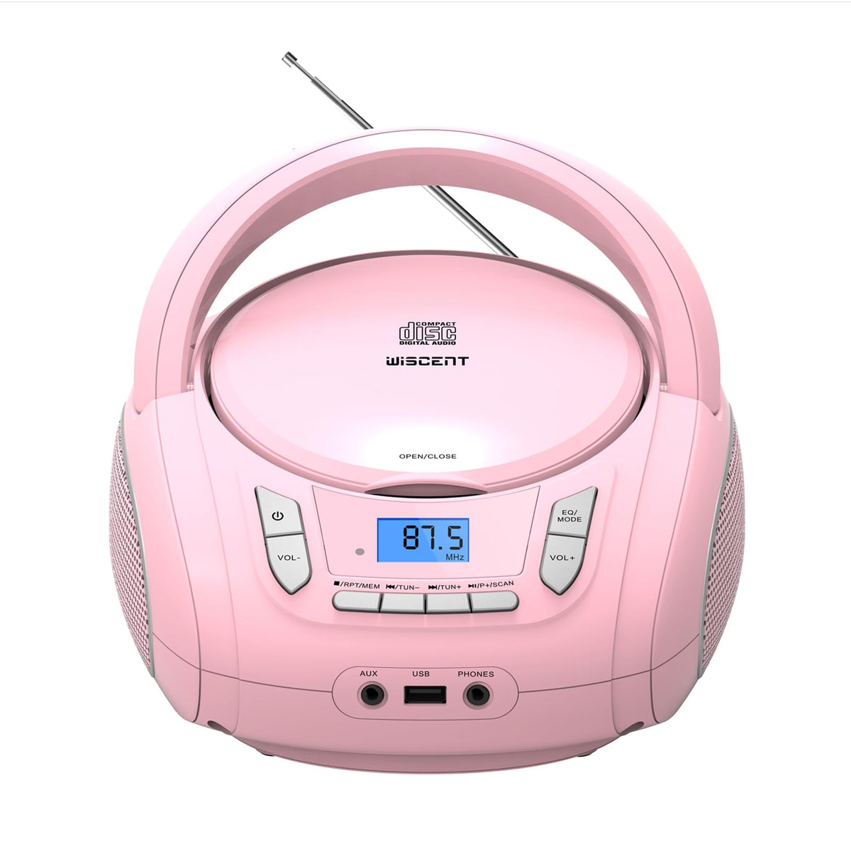 WIITHINK boombox front view showing speakers and display for clear sound