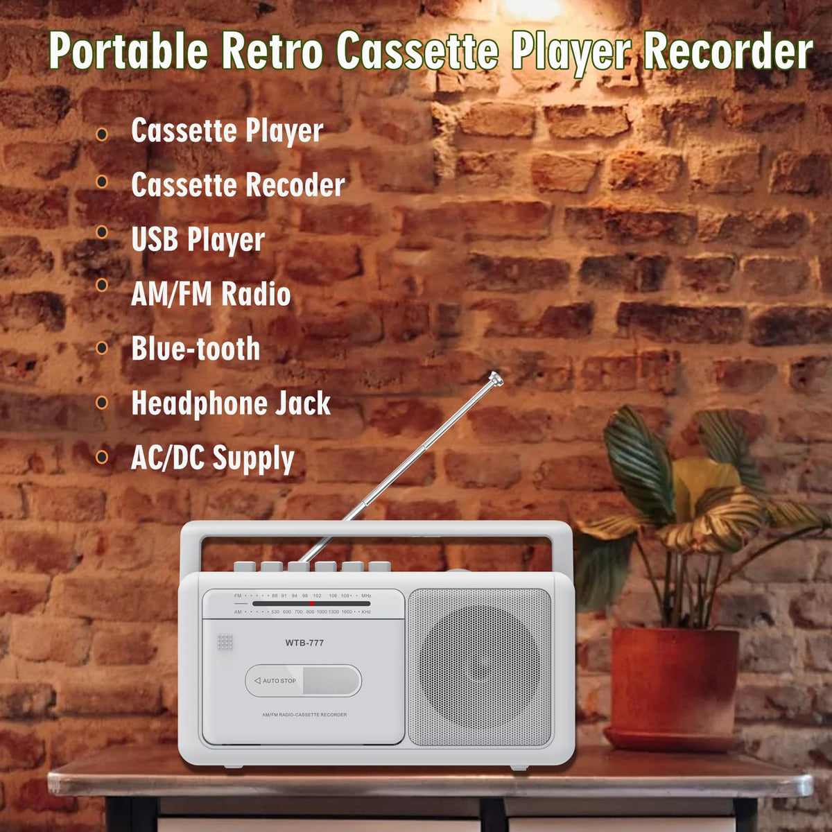 WIITHINK boombox amfm radio delivers strong reception with built-in antenna