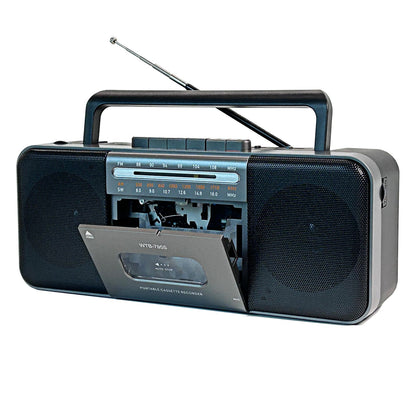WIITHINK front view showing cassette door, speaker and handle for portable playback