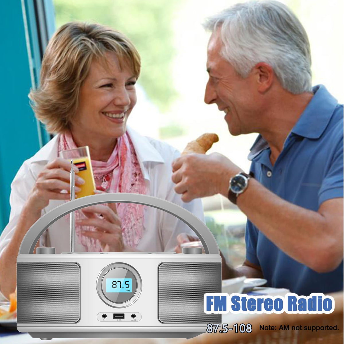 WIITHINK boombox on table streaming music from smartphone via Bluetooth for wireless playback