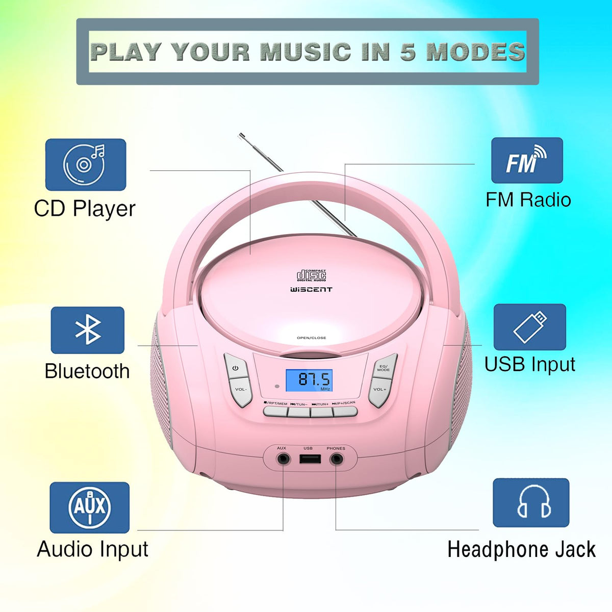 WIITHINK top-loading CD lid open highlighting easy disc access benefit
