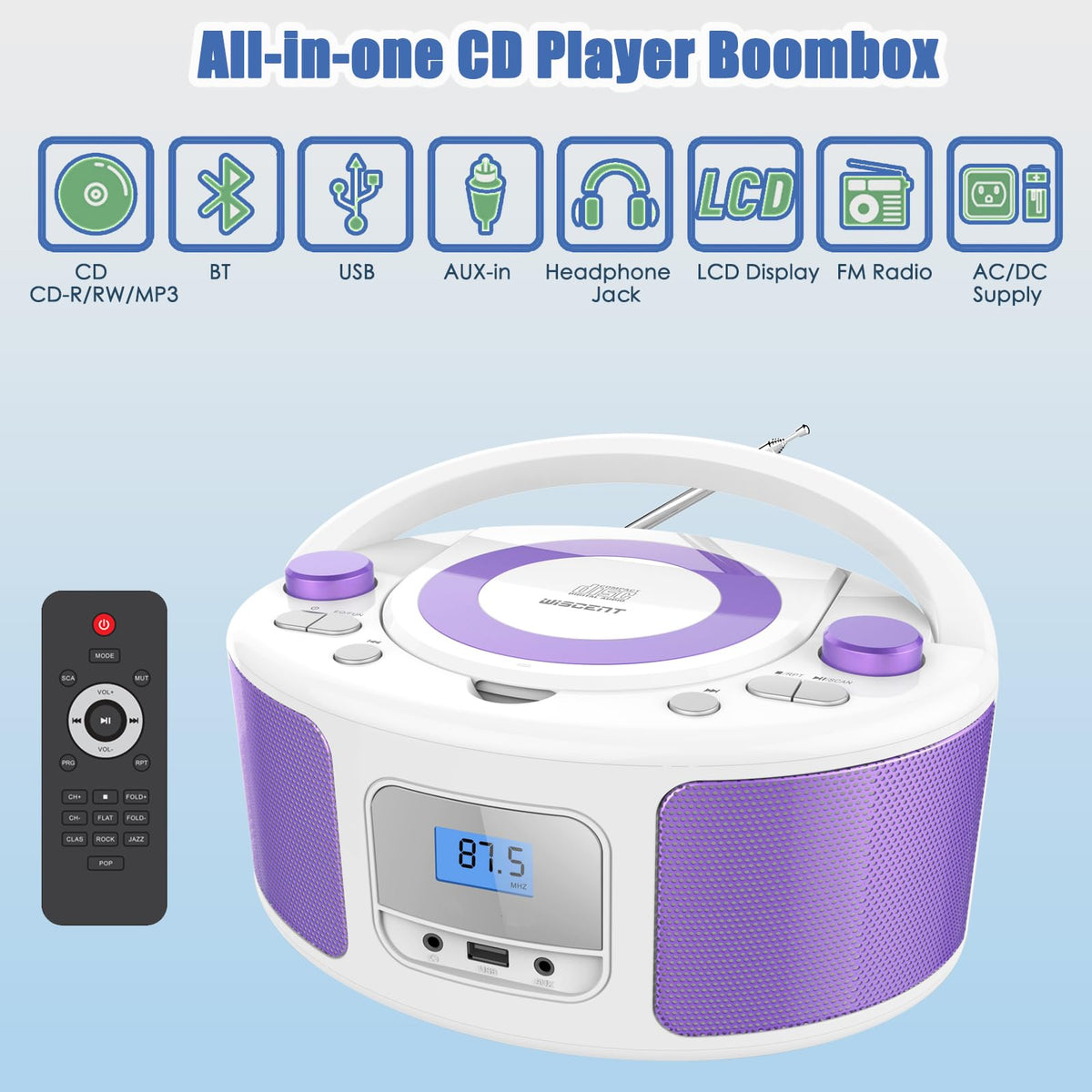 WIITHINK top-loading CD tray open demonstrating quick disc access and playback