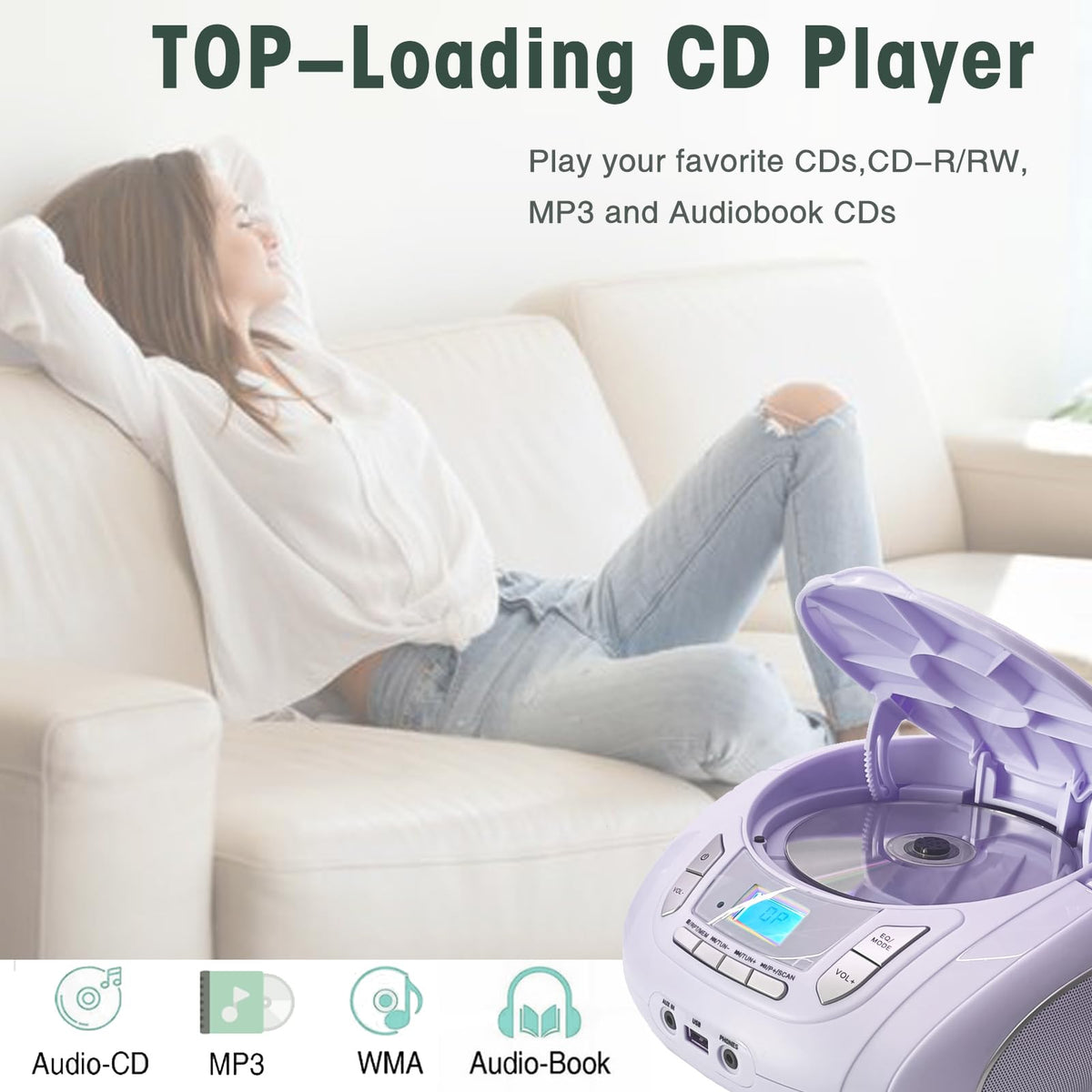 WIITHINK USB port and display showing MP3 playback convenience benefit