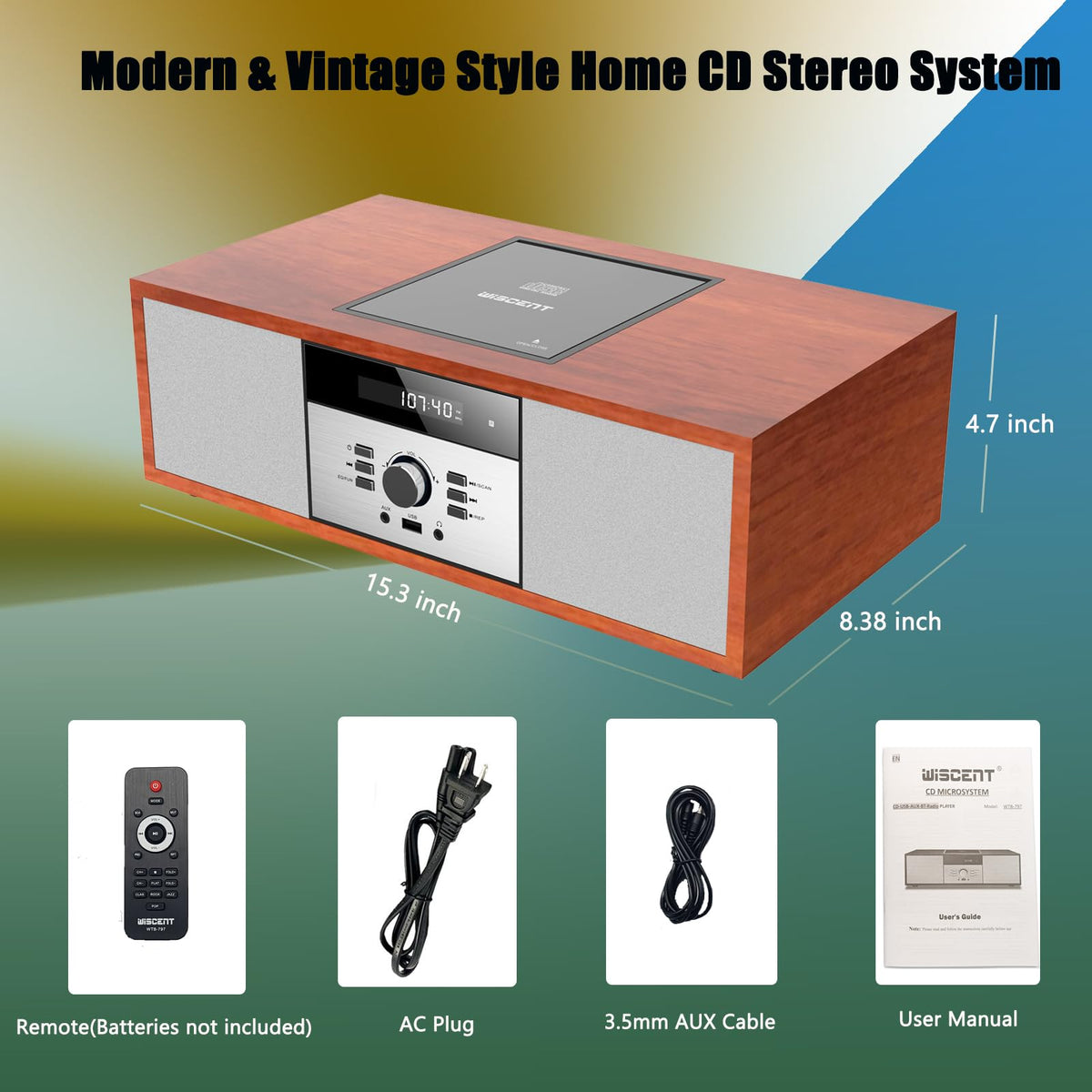 WIITHINK Vintage CD player headphone jack ideal for private listening.
