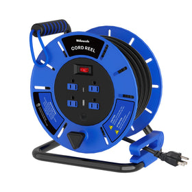 WILAWELS 80ft retractable cord reel for extended reach and tangle-free setup.