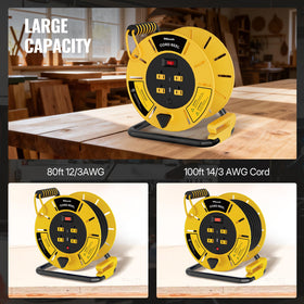 Heavy-duty setup with WILAWELS reel using 14/3 cords up to 100 ft.