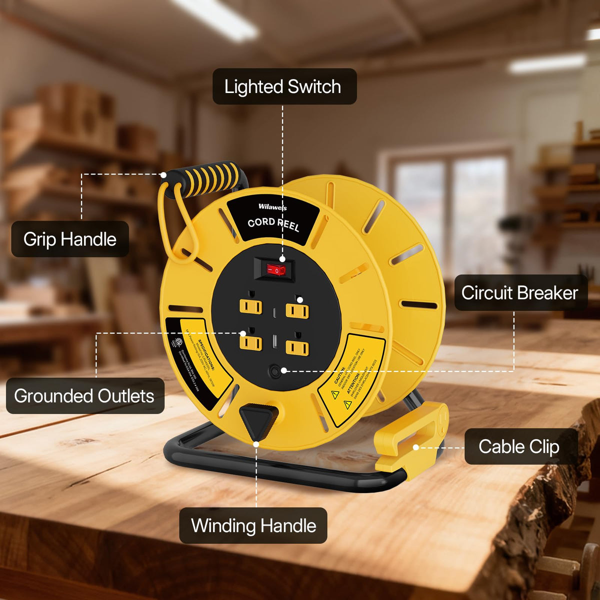 WILAWELS reel LED indicator shows power status clearly.