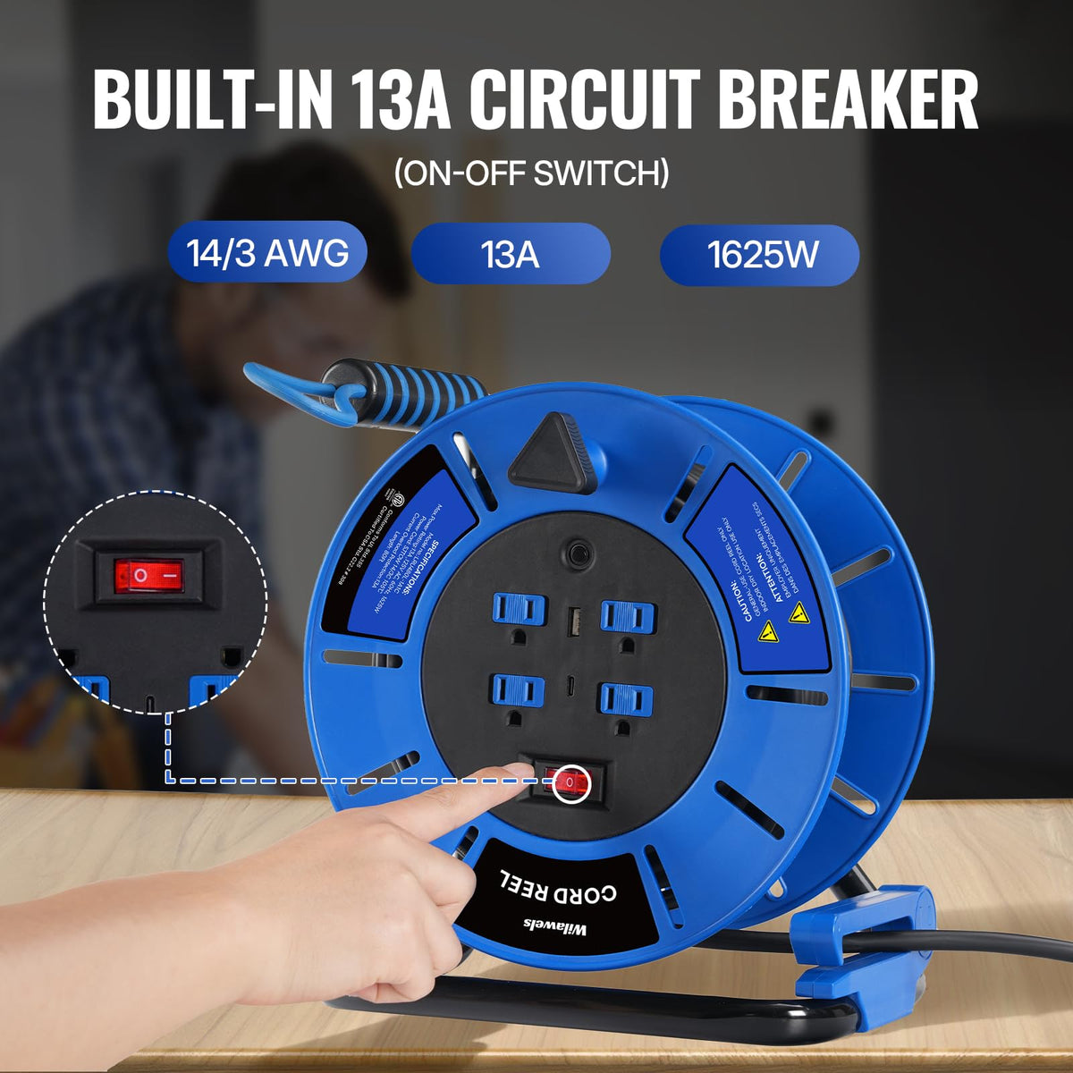 WILAWELS four-grounded outlets with USB ports enable multi-device charging.