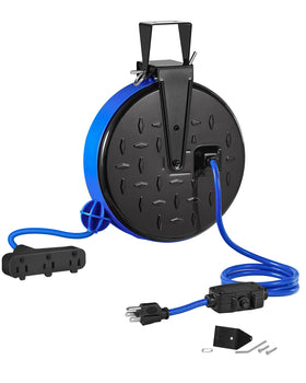 WILAWELS front view of retractable cord reel showing neat storage benefit