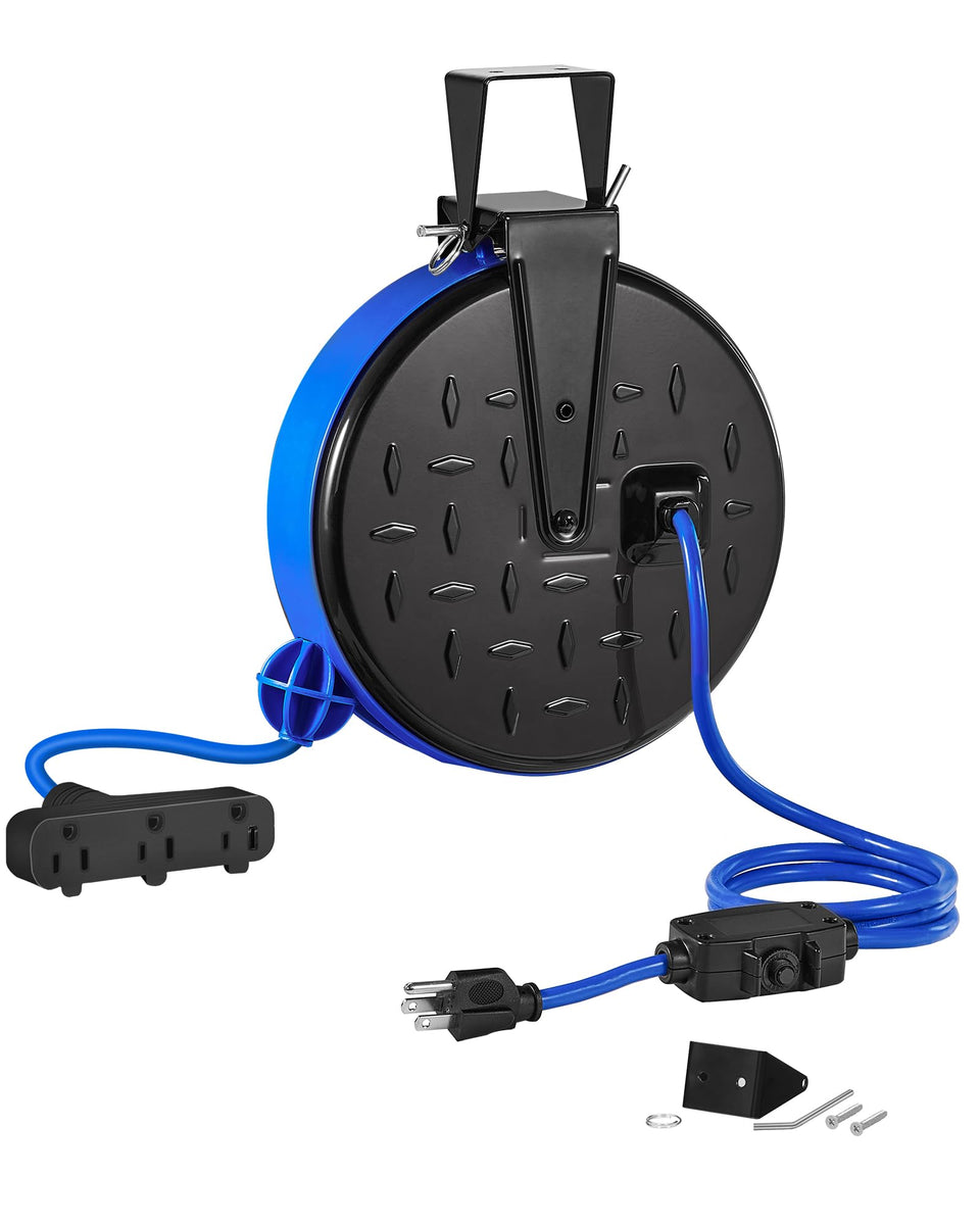 WILAWELS front view of retractable cord reel showing neat storage benefit