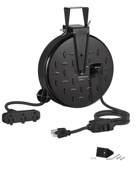 WILAWELS front view of reel showing compact housing and tidy stored cord for space-saving