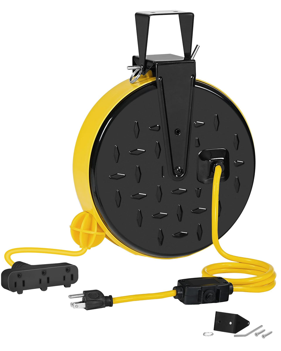 WILAWELS front view of retractable reel showing compact housing and safety features