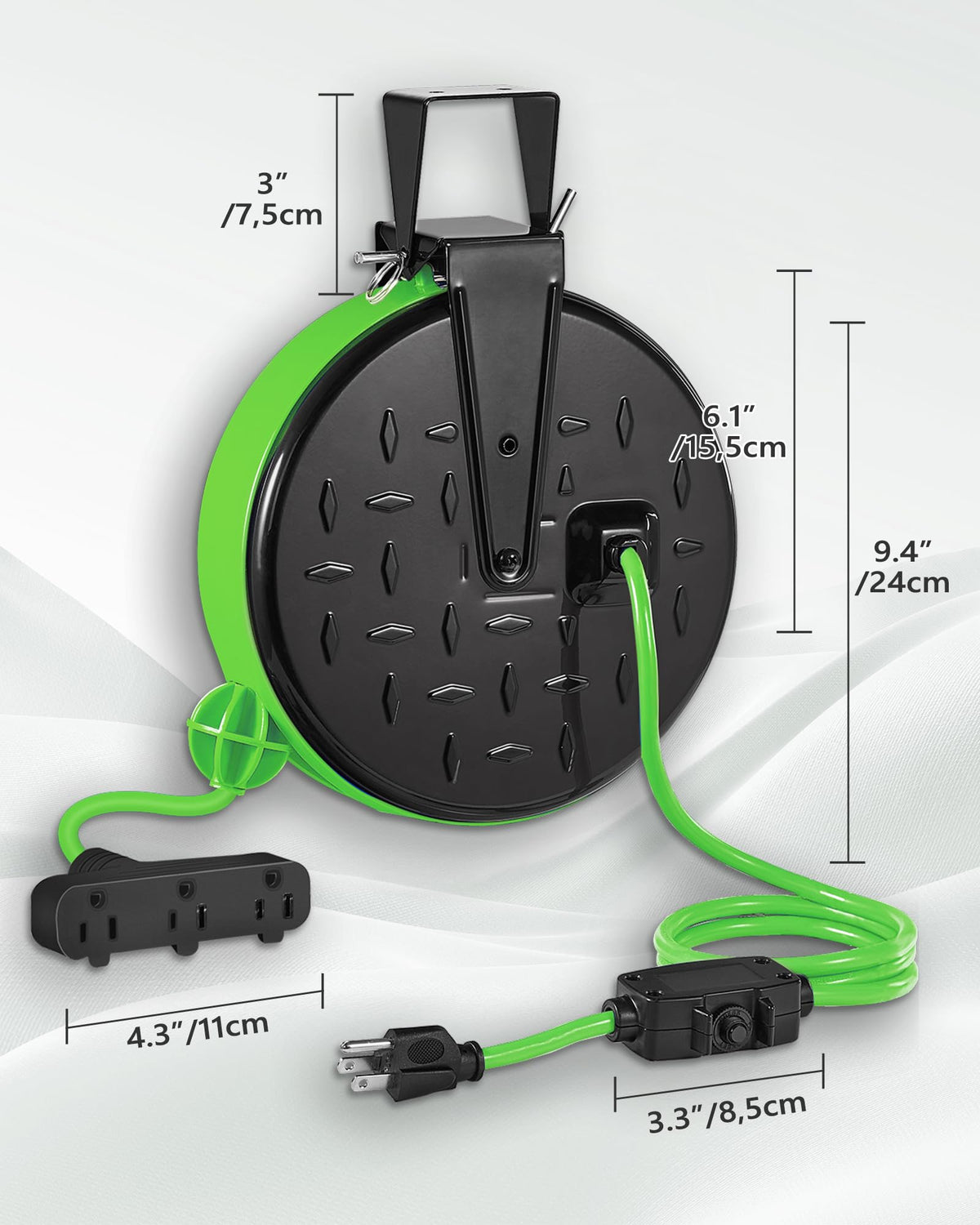 WILAWELS reel side with metal bracket highlighting secure mounting and durability benefit