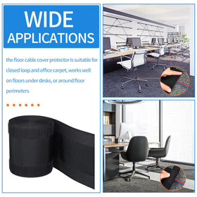 WILLBOND black carpet cord cover blends with dark office floors.