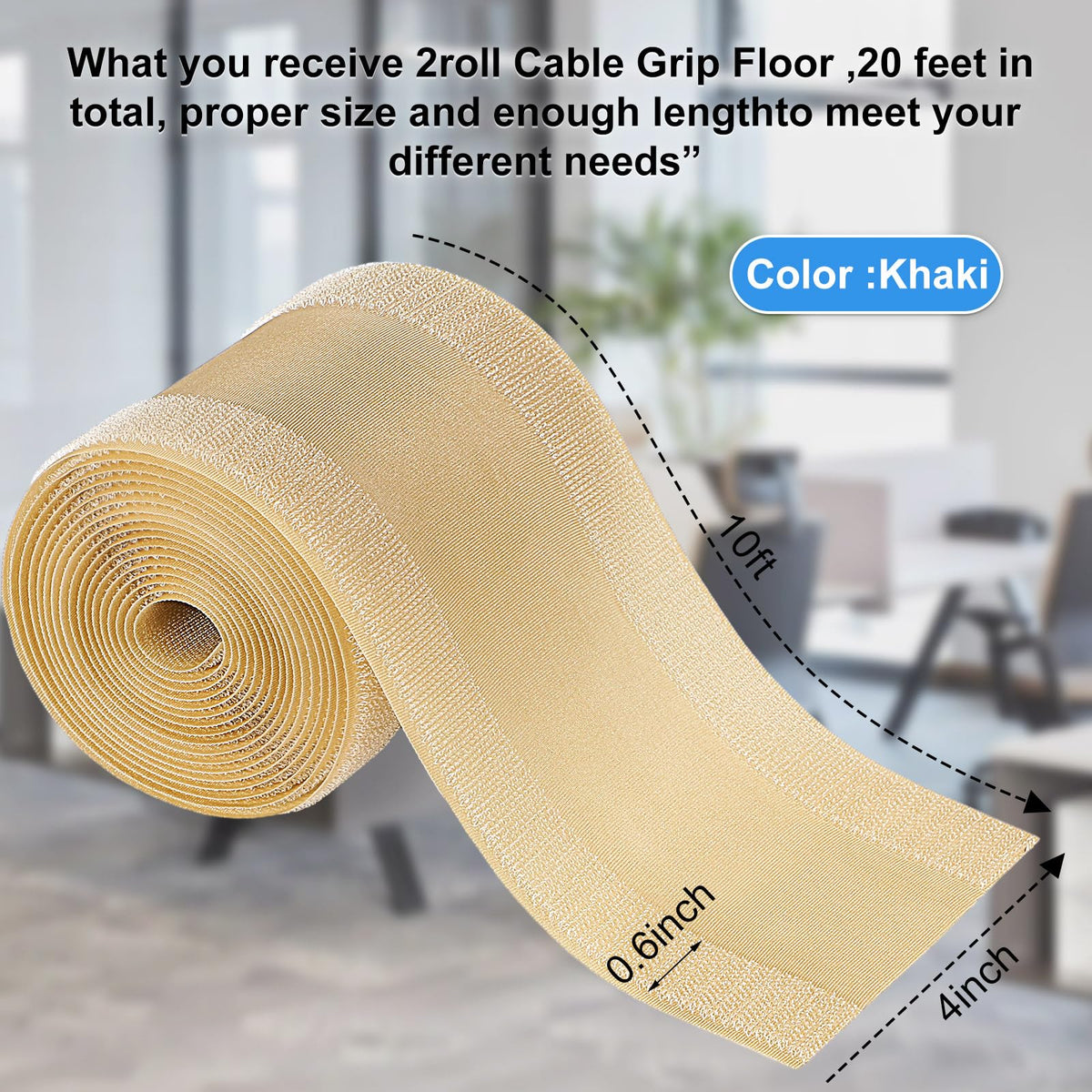 Willbond cable protector on office carpet keeps cables neatly organized