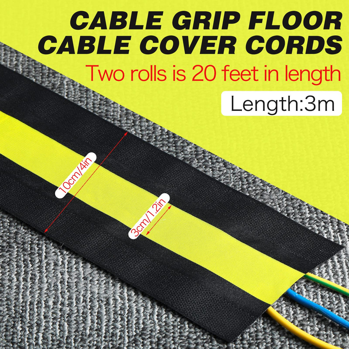 WILLBOND cable protector on office carpet showing edge to edge grip