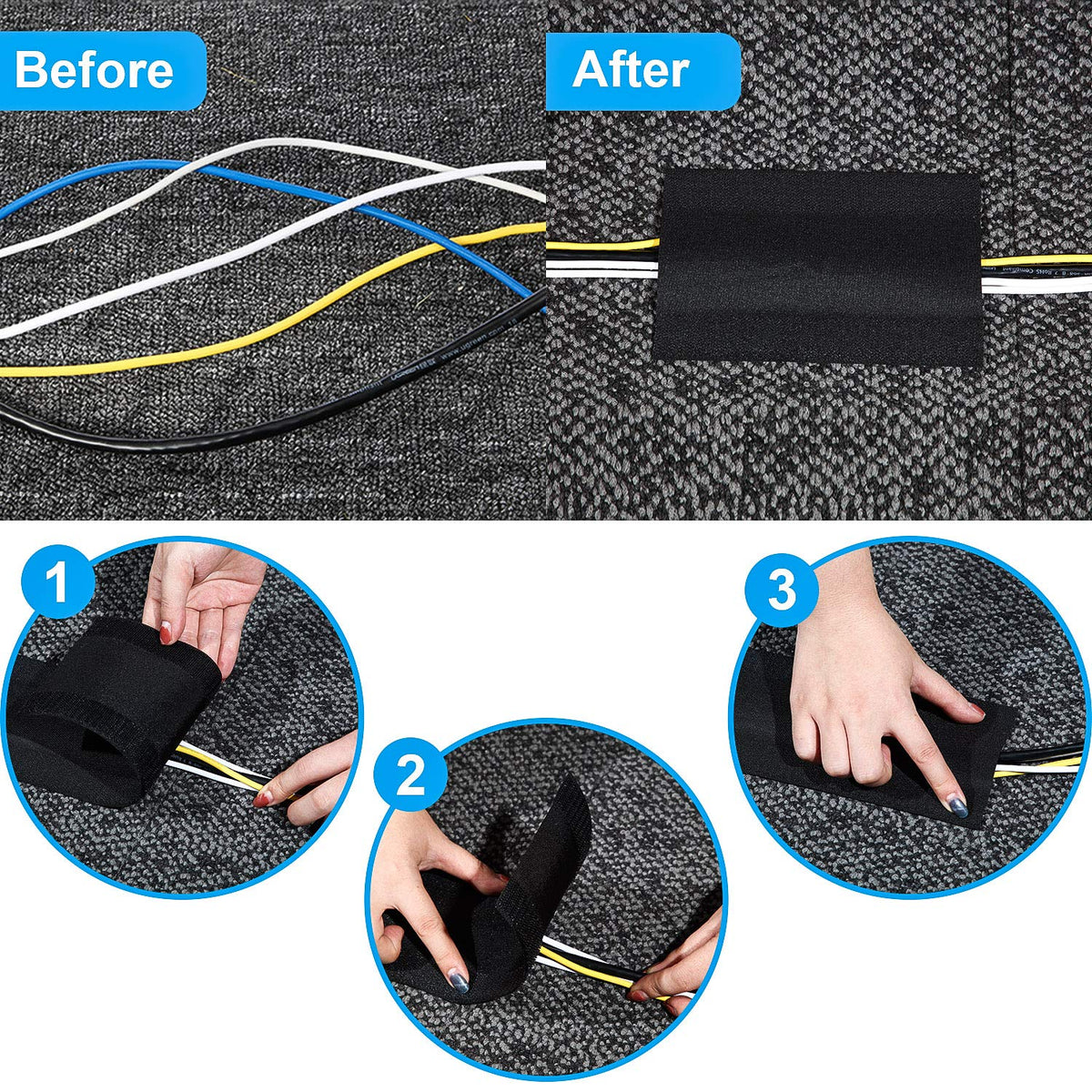 WILLBOND carpet cord cover 10 cm width fits various spaces