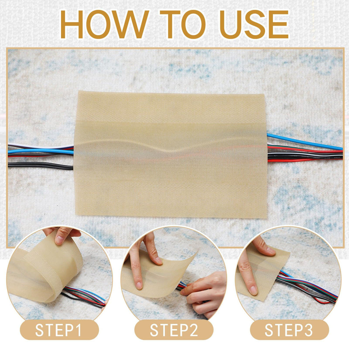 WillBond edge-to-edge cord cover protects cables on short-pile carpet with neat appearance.