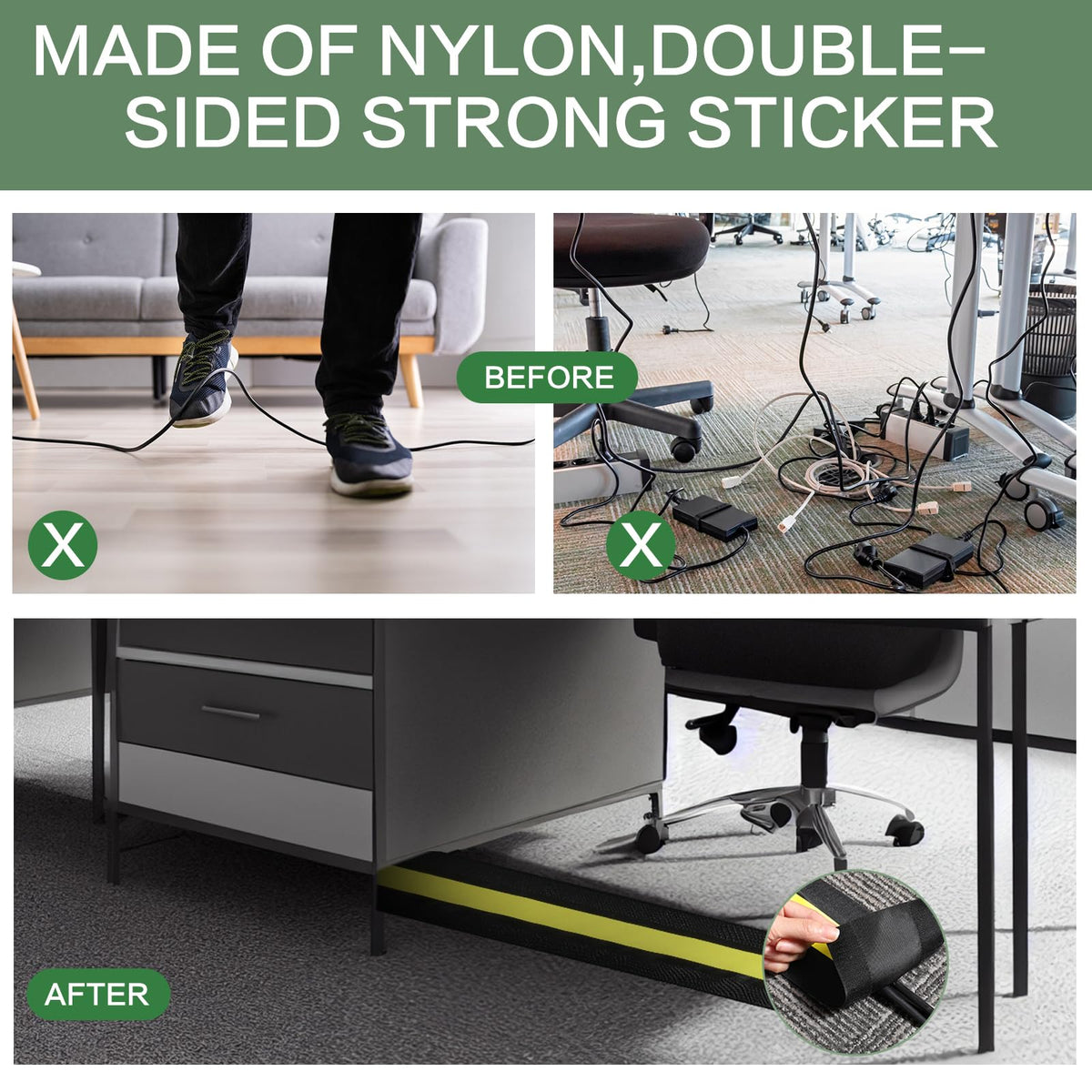 WILLBOND carpet cord cover works well on closed-loop office carpets.