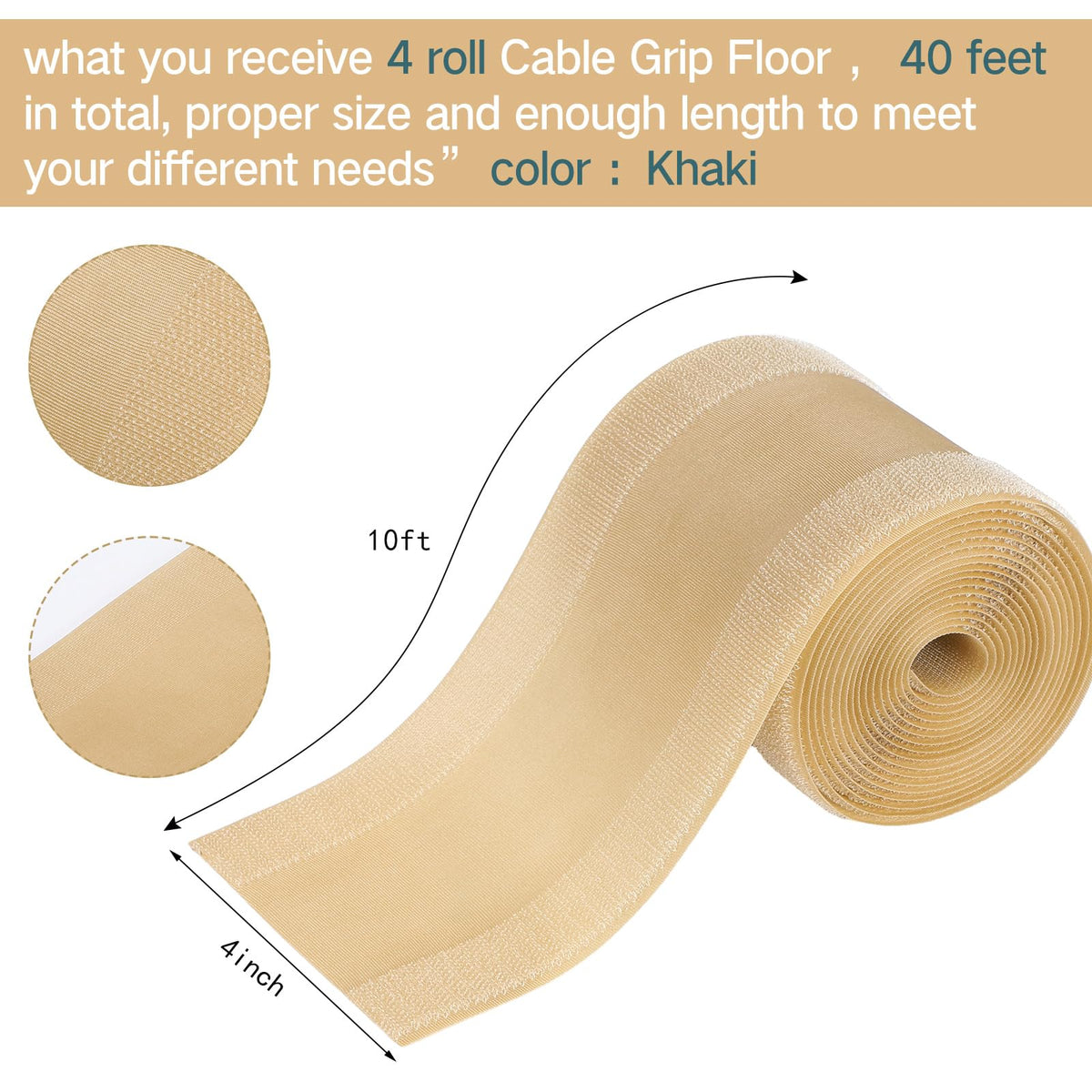 WillBond carpet cord cover close-up shows hook-and-loop grip for quick fitting on carpets.