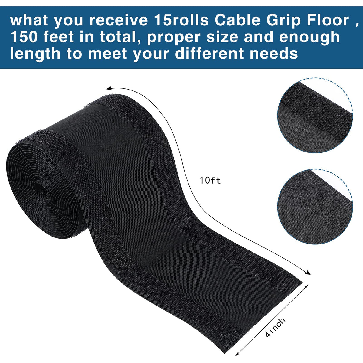 WILLBOND hook-and-loop texture close-up demonstrating strong carpet grip